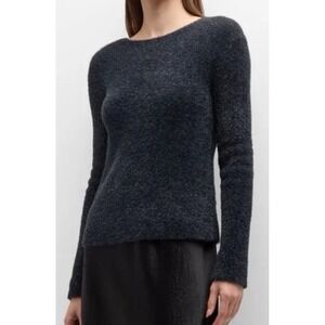 VINCE BLACK SILVER LUREX EYELASH SWEATER SIZE XLARGE XL